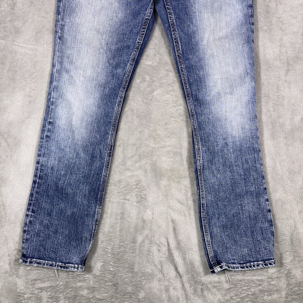 BKE Mason Straight Tapered Stretch Jeans Mens 33x32 (Fits 33x31) Blue Whiskered - Picture 3 of 11